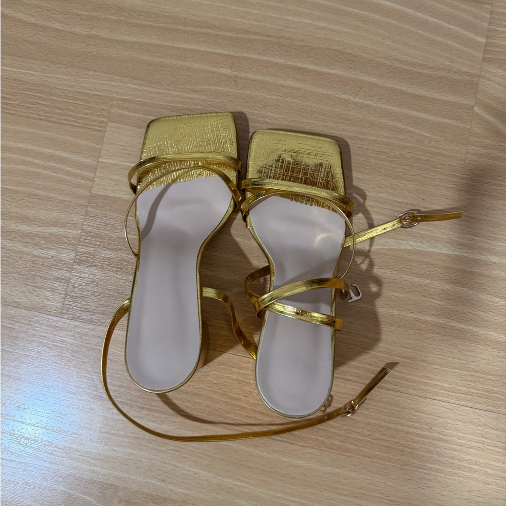 Elegant Gold Strappy Women's Heels